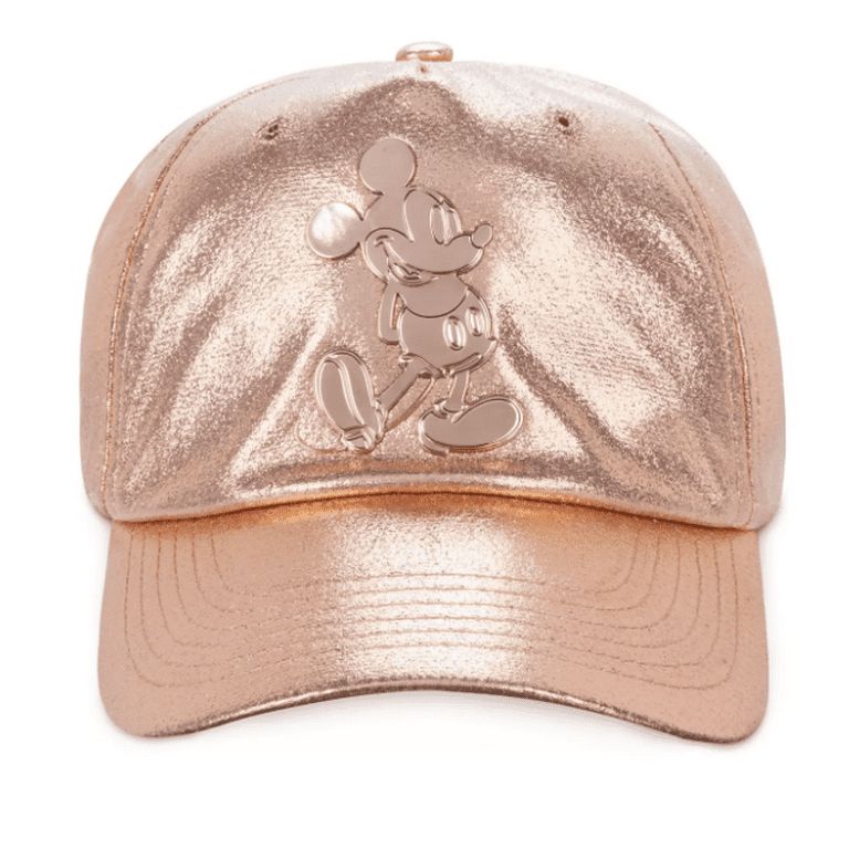 Disney Parks Mickey Sparkly Sequin Pink Rose Gold Ballcap Hat DLR - Classic Mickey Rose Gold Baseball Cap (Adult  main image 3