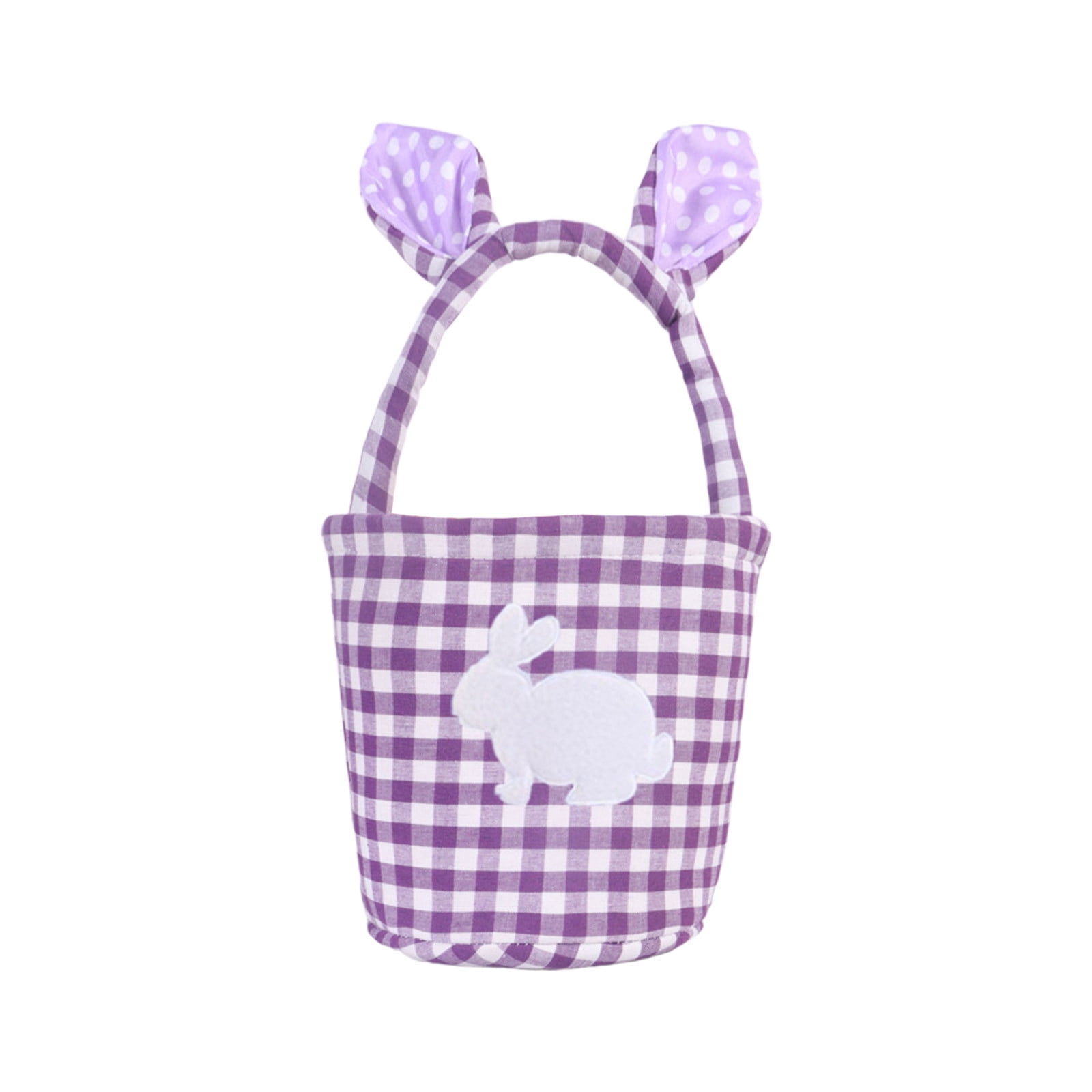Easter Basket Easter Mood Decoration Cute Plaid Basket With Rabbits Ears Easter Eggs Candy Gift Storage Handbag