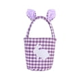 thumbnail image 2 of YHAICO Easter Basket Buckets Easter Storage Baskets Fruit Picking Picnic Basket Cute Cookies Beach Storage for Holiday Picnic Easter Mood Decoration Cute Plaid Basket with Rabbits Ears, 2 of 6