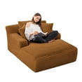 thumbnail image 7 of Onbeam 50" Chaise Lounge, Plush Sleeper Sofa Chair with 3 Pillows for Living Room, Corduroy, Orange, 7 of 7