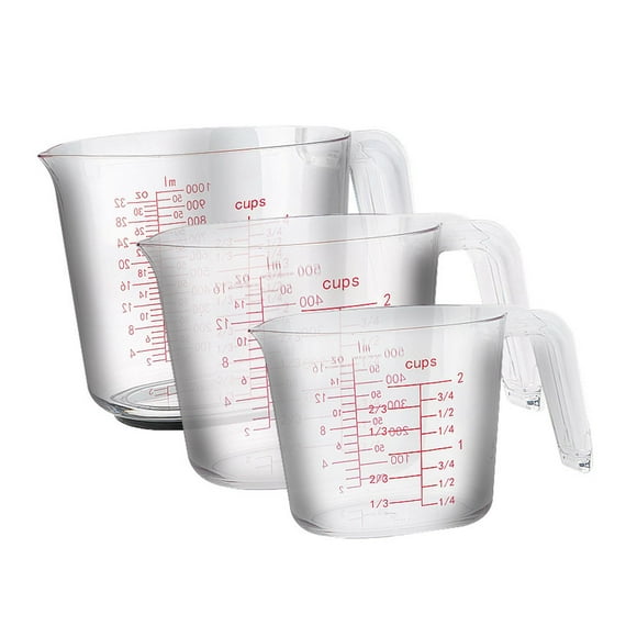 Juego de tazas medidoras con báscula y mango, jarra medidora multiusos fácil de leer, vaso medidor para harina, cocina casera, 3 uds.
