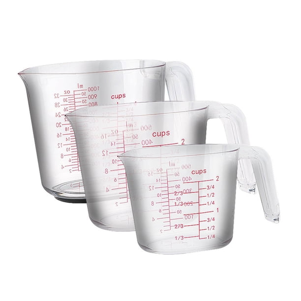Juego de tazas medidoras de 3 piezas, vaso medidor, jarra medidora multifunción con doble escala para harina, cocina, hogar