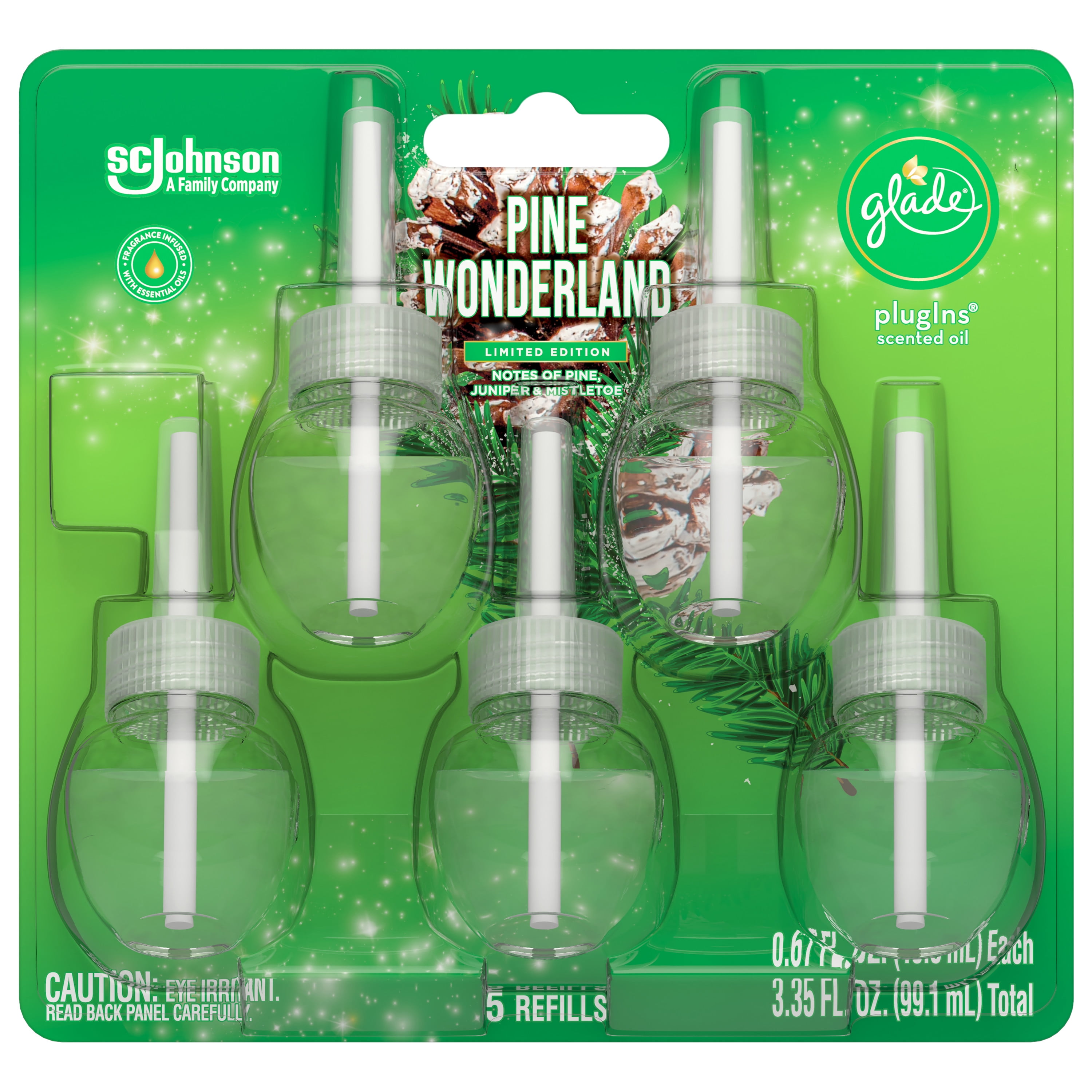 Glade PlugIns Refill 5 CT, Pine Wonderland, 3.35 FL. OZ. Total, Scented