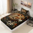thumbnail image 2 of Erosebridal Fox Twin Fitted Sheet, Dark Botanical Bedding, 2-Piece 1 Fitted Sheet and 1 Pillowcase, 2 of 4