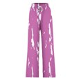thumbnail image 3 of USNSM Women's Linen Palazzo Pants High Waist Lounge Wide Leg Pants Flowy Adjustable Drawstring Trousers with Pockets Hot Pink XXL, 3 of 4