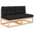 thumbnail image 1 of vidaXL Garden Middle Sofas with Cushions 2 pcs Solid Wood Pine, 1 of 5