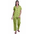 thumbnail image 1 of Moomaya Ensemble de Pyjama en Coton Imprimé à Col Cranté, Boutonné, pour Femmes, Tenue de Nuit, 1 of 6
