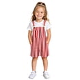 thumbnail image 2 of Kids Striped Short Overalls Adjustable Strap Romper with Front Pocket Casual Striped Playsuit for Boys & Girls Red Size 10-11 Years, 2 of 4