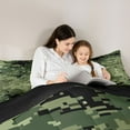 thumbnail image 5 of Homewish Camouflage Camo Boy 3 Pieces Queen Comforter Set,Abstract Geometric Ultra Soft Bedding Sets,Green Brown Orange Camo Bedding Comforter Set,Super Cozy Room Decor,Reversible, 5 of 8