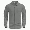 thumbnail image 4 of Ccpelsie Button Up Long Sleeve Shirts for Men Big and Tall Lightweight Mens Dress Solid Color Shirts(A01-Grey,S), 4 of 5