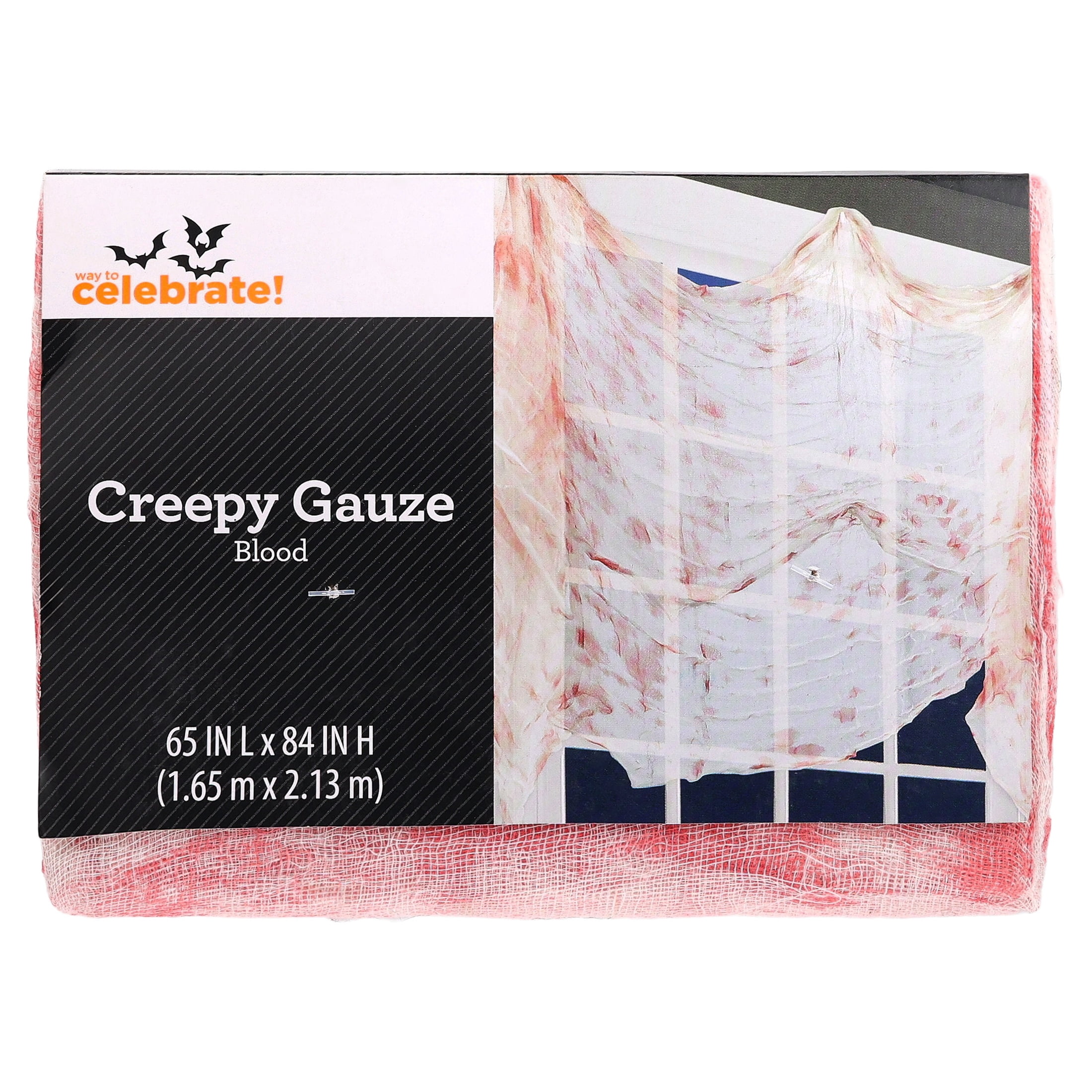 Bloody Creepy Gauze Fabric, White and Red, 65" x 84", Halloween by Way To Celebrate