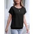 thumbnail image 5 of Uvplove Women's Summer Loose Casual Short Sleeve Chiffon Top T-Shirt Blouse,Black,M, 5 of 14