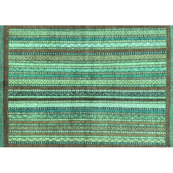 Ahgly Company Indoor Rectangle Abstract Turquoise Blue Modern Area Rugs, 2' x 3'