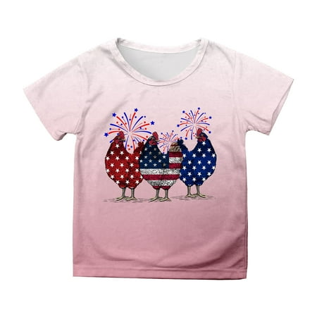 

Girls Graphic Tees Shirts Teen Boys Short Sleeve Independence Day Prints Child Girls Shirts