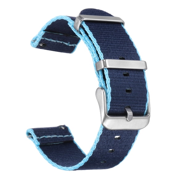 Uxcell Nylon Watch Band 22mm Quick Release Watch Straps Replacement Bands for Men Women with Silver Buckle, Dark Blue/Light Blue (26mm)