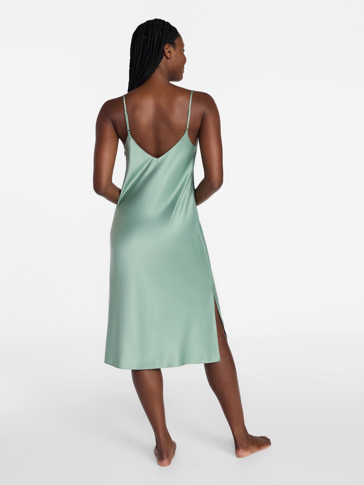 Joyspun Women’s Satin Midi Chemise, Sizes S-3X