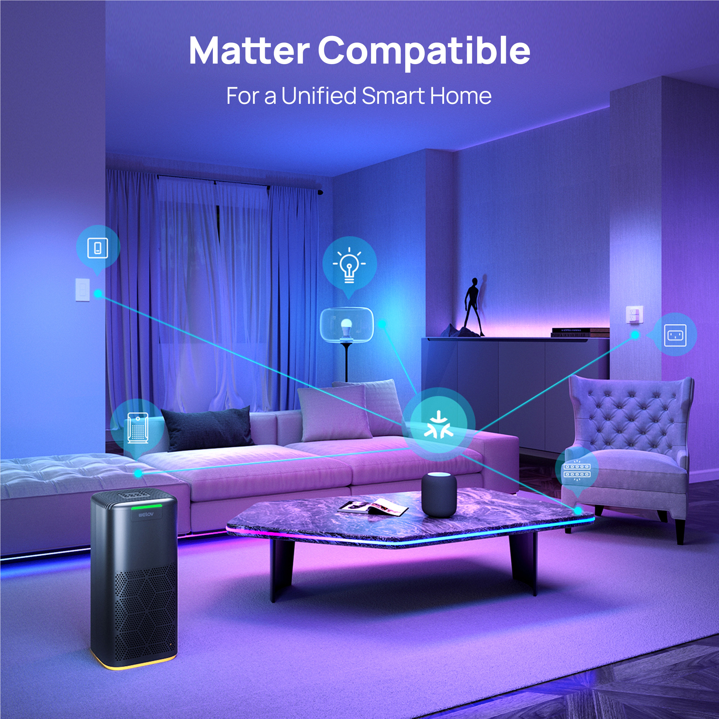 Linkind A21 Matter Smart Light Bulb, Color Changing, 1600lm photo 5