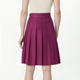 thumbnail image 3 of Women's Pleated Skirts Vintage Solid Color Knee-Length Long Skirts High Waist Casual Mid Length A-Line Skirts, 3 of 9