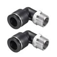 thumbnail image 1 of Conector de tubo de empuje, codo macho, ajuste de bloqueo de aire neumático de 12 mm OD x rosca de 3/8 NPT 2 piezas, 1 of 3