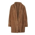 thumbnail image 6 of IROINNID Women's Jacket Shearling Jacket Solid Color Long Sleeve Casual Top Cardigan Outerwear Plush Suit Coat, Khaki, 6 of 9