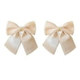 thumbnail image 2 of Velvet Christmas Bows 2-Pack for Tree Decorations and Gift Wrapping - Small Holiday Accents for Wreaths, Crafts, and Party Decor, Perfect for Home Festive Settings(Beige), 2 of 6
