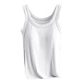 thumbnail image 2 of WHEANG Deep V Neck Tank Tops for Women Plus Size Modal Ribbed Camisole with Built in Padded Bra Slim Fit Spaghetti Strap Tank Top Simple Layering Basic Top Size L Color White, 2 of 4