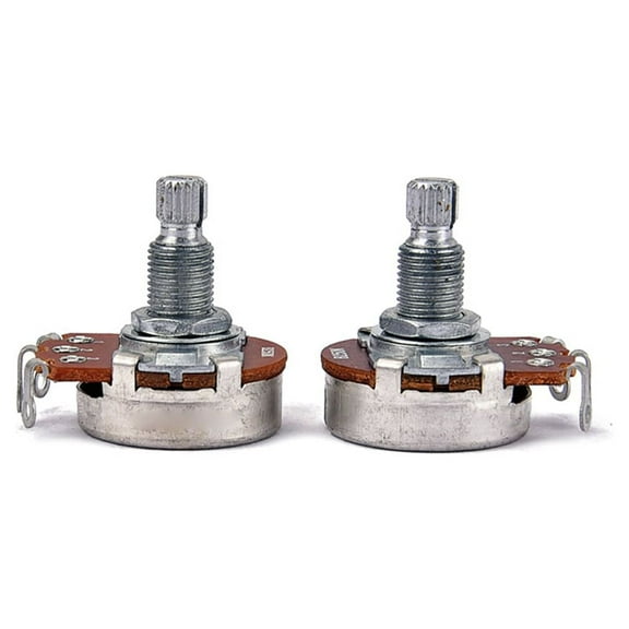 LABSERRON 2Pcs Low Friction Potentiometer for Guitar Multi Color Copper Material Knurled Split Shaft Full Size
