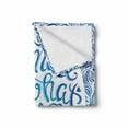 thumbnail image 2 of Blue and White Soft Flannel Fleece Throw Blanket, Do More of What Makes You Happy Words with Aquatic Waves, Cozy Plush for Indoor and Outdoor Use, 60" x 80", Pale Blue White, by Ambesonne, 2 of 6