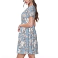 thumbnail image 2 of Fotbe Lily Flower Vestido Largo de Moda para Mujer, Vestido Tipo Camiseta con Manga Corta y Estilo Casual a Rayas y Bloques de Color, 2 of 6