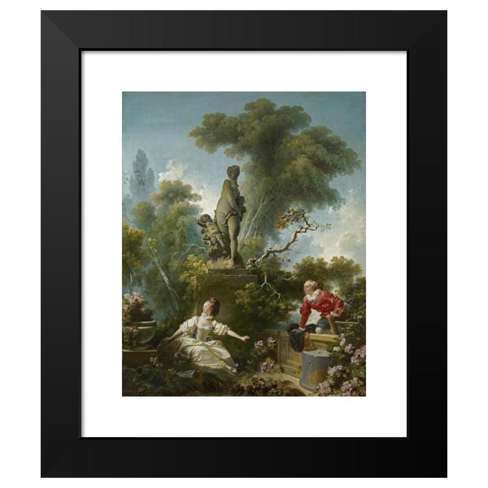 Jean-Honoré Fragonard 12x14 Black Modern Framed Museum Art Print Titled - The Progress of Love; the Meeting (1771-1773)