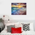 thumbnail image 4 of Nawypu Beach landscape Canvas Wall Art - Bathroom Wall Decor Ocean Sea Wave Sunset Artwork for Living Room Bedroom Decoration Coastal Seascape Poster Woodern Framed Print Ready to Hang 20x16 inch, 4 of 4