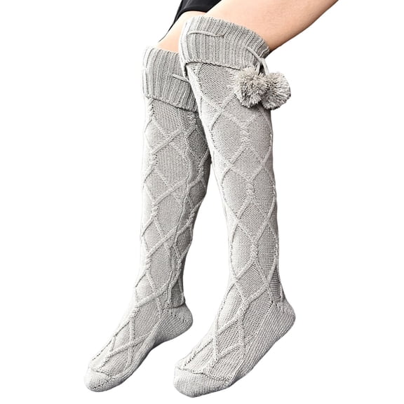 Fgnfyis Autumn Winter Knitted Socks Slouch Stacked Socks High Tube Over Knee Knitted Socks Wool Blend Over Knee Socks Breathable Long Tube Socks GY1 One Size
