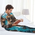thumbnail image 5 of KLL Hawaiian Swimming Lion Sleepwear Mens Flannel Pajamas,Long Cotton Pj Set, 5 of 7