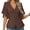 Coffee, variant on Women Tops V Neck Flying Short Sleeve Single Breasted Shirt Soft Stretchy Waist Design Casual Blouse Party Vacation Office Date Wear
