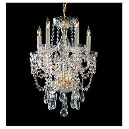 - Mini Chandeliers 5 Light With Polished Brass Clear Swarovski Strass Crystal Glass 14 inch 300 Watts - World of Lighting