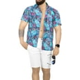 thumbnail image 2 of HAPPY BAY Men's Hawaiian Shirts Short Sleeve Button Down Shirt Floral Shirt Men Casual Holiday Summer Party Caribbean Shirts for Men Funny XL Allover Lotus, Blue, 2 of 5