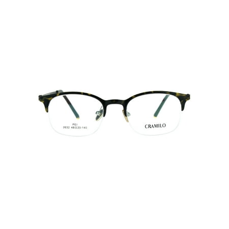 Optical Quality Narrow Half Horn Rim Rectangular Eyeglasses Frame Tortoise