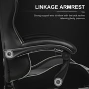 GTPLAYER Faux Leather Gaming Office Chair with Footrest and Ergonomic Lumbar Massage Pillow, White