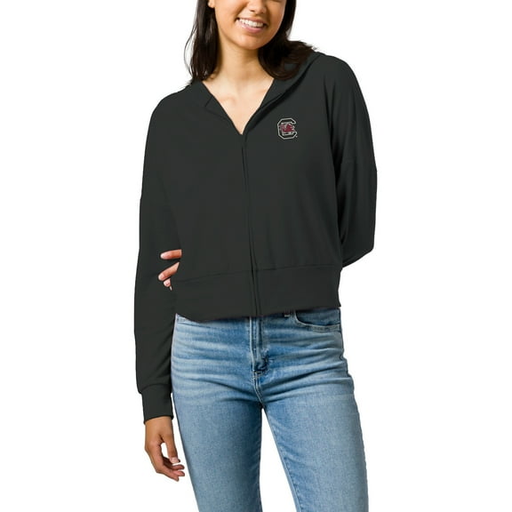 Women's League Collegiate Wear  Black South Carolina Gamecocks All Day Midi Full-Zip Cropped Hoodie