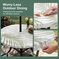 thumbnail image 5 of Round Outdoor Tablecloth with Umbrella Hole and Zipper, Palm Leaves Tablecloth with Elastic Waterproof, Modern Simple Tropical Botanical Sage Green Patio Table Covers for 45" - 54" Pool Tables, 5 of 9
