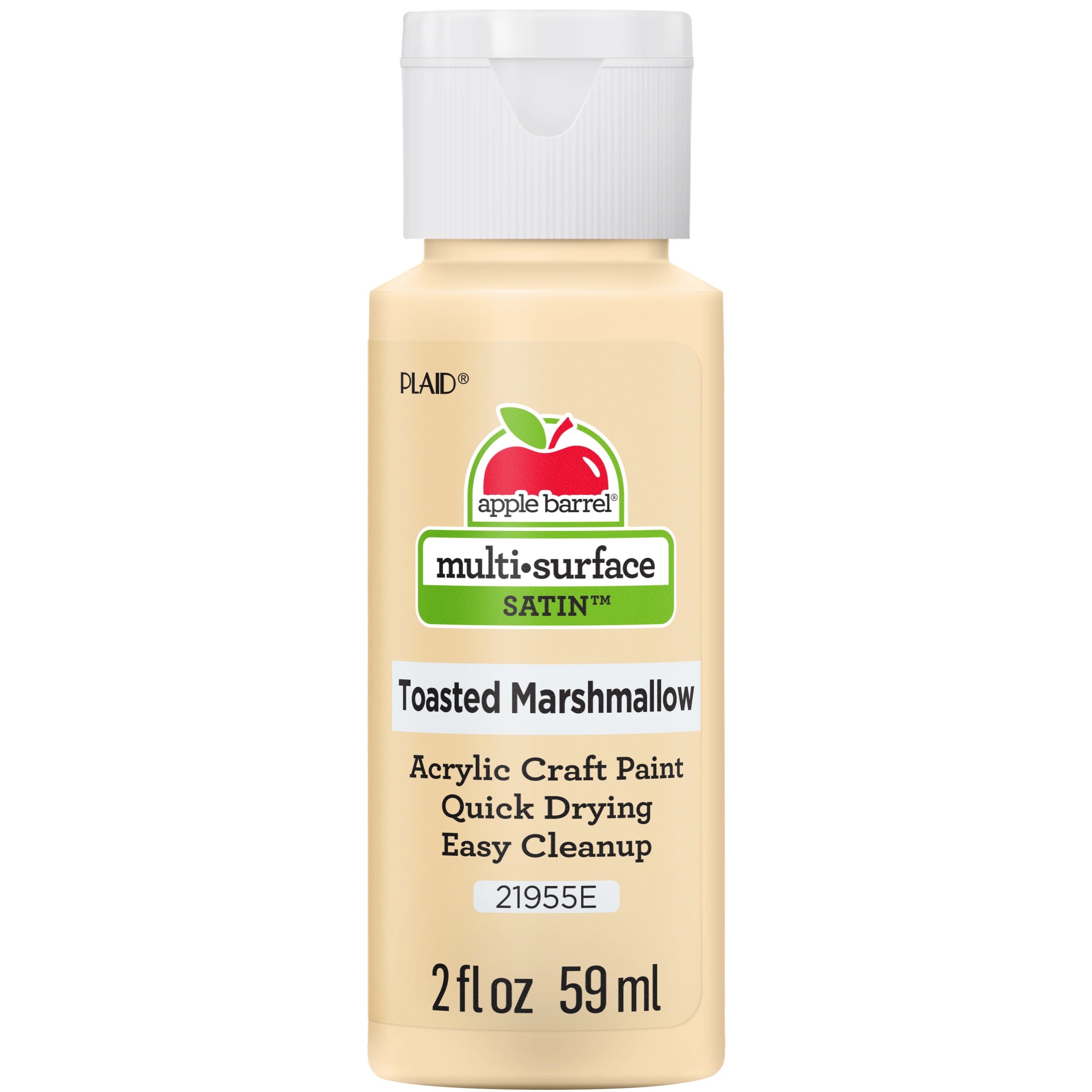 (2 pack) Apple Barrel Multi-Surface Acrylic Craft Paint, Satin Finish, Toasted Marshmallow, 2 fl oz