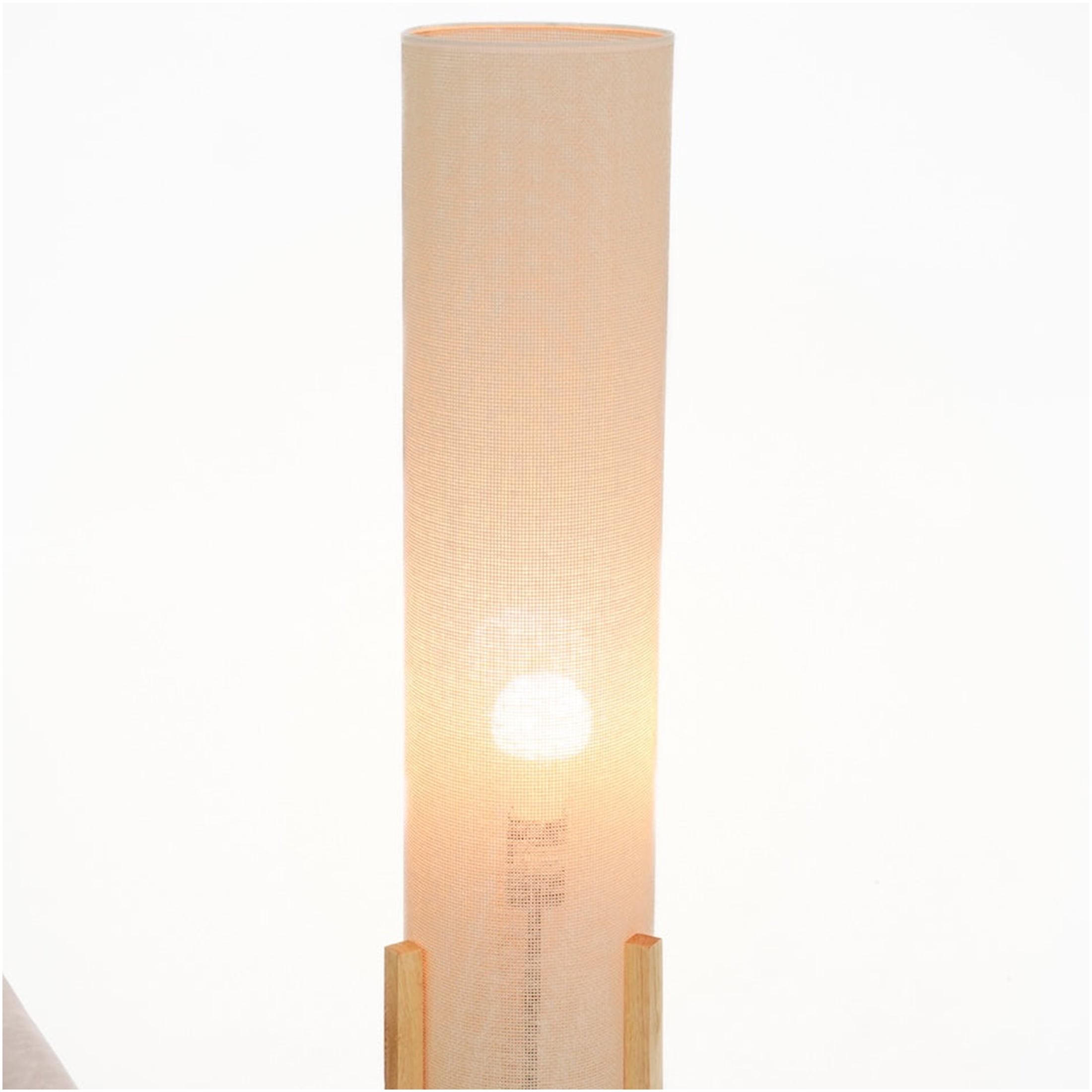 JERFIT Modern Floor Lamp for Living Room, Tall Standing Light with Drum Shade, Oak Wood Accent, Foot Switch, 110V-120V Plug-in for Bedroom, Office, Reading Nook