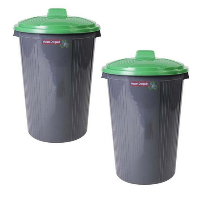 Bote para Basura Ecológico RecyX 2 Pzs 50lts 51.7x81.5cm Polietileno Color Gris Tapa Verde.