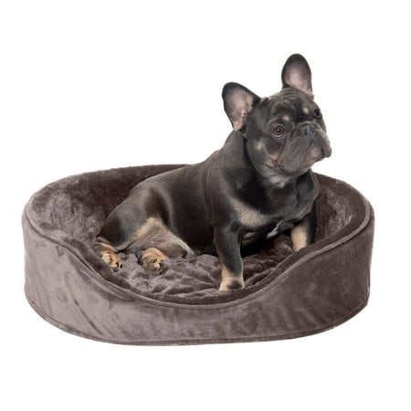 UPC: 0842229121599 | FurHaven Pet Products Plush & Velvet Oval Pet Bed for Dogs & Cats – Driftwood Brown Large