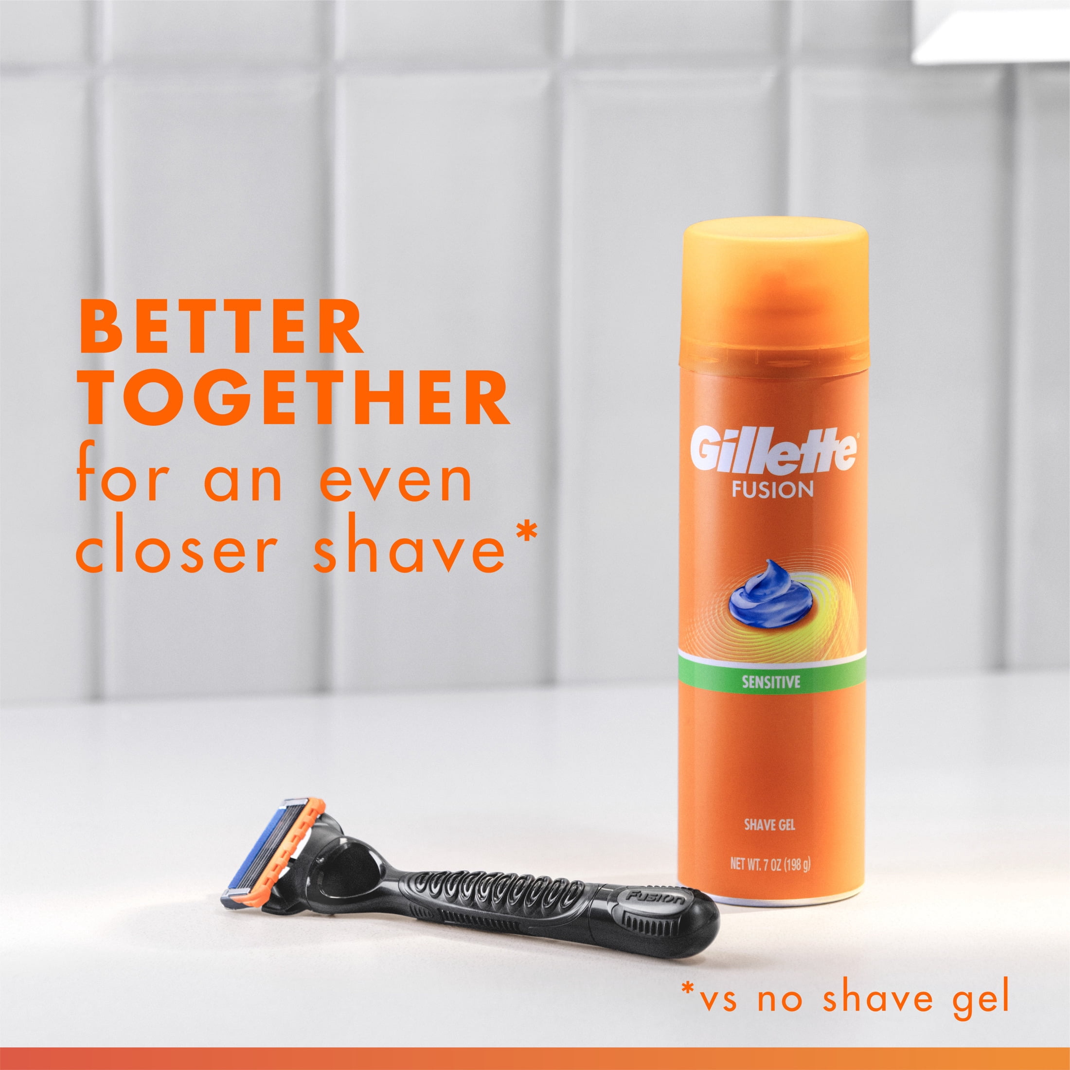 Gillette Fusion Shave Gel, Sensitive Skin Shaving Gel with Almond Oil for Men, 7 oz Pack of 2
