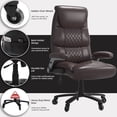 thumbnail image 6 of Big and Tall Office Chair 400lbs, Heavy Duty Office Chair with Extra Wide Seat, High Back Executive Desk Chair with Adjustable Lumbar Support Flip UP Arms Ergonomic Computer Chair, Brown, 6 of 7