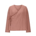 thumbnail image 5 of Shirts for Women Hanten Cardigan Long Sleeve Wrap Front Cotton Linen Retro Costume Irregular Shirt Tops M, 5 of 6