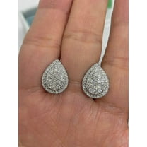 2.20Ct Round Certified Moissanite Pear Shape Stud Earrings 14K White Gold Plated Silver