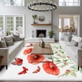 thumbnail image 3 of 5'x8' Area Rugs, Red Spring Floral Indoor Outdoor Area Rug for Living Room Bedroom, Butterfly Botanical Summer Pastoral Washable Bathroom Rugs Kitchen Floor Carpet Mats Home Decor Aesthetic, 3 of 8