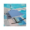 thumbnail image 2 of 12 FT Double Quilted Fabric Hammock With Spreader Bars And Detachable Pillow 2 Person Hammock For Outdoor Patio Backyard Poolside 450 LBS Weight Capacity Blue Floral HM003648, 2 of 8
